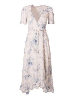 Denim & Supply Ralph Lauren Cream Maxi Dress with Blue Floral Pattern